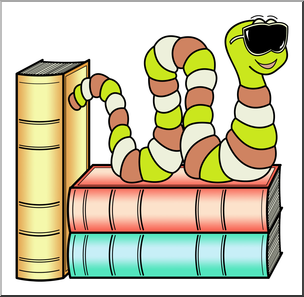 Clip Art: Cartoon Bookworm 6 Color 2