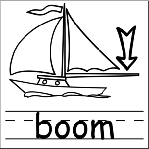 Clip Art: Basic Words: Boom B&W Labeled