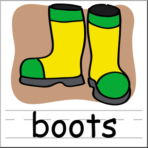 Clip Art: Basic Words: Boots Color Labeled