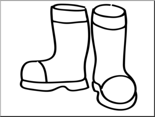 Clip Art: Basic Words: Boots B&W Unlabeled