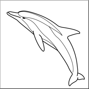 Clip Art: Whale: Bottlenose Dolphin B&W
