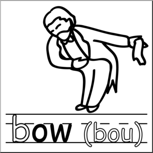 Clip Art: Basic Words: -ow Phonics: Bow 1 B&W