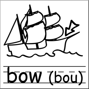 Clip Art: Basic Words: Bow 2 B&W Labeled