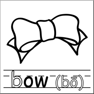 Clip Art: Basic Words: -ow Phonics: Bow 3 B&W