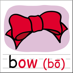 Clip Art: Basic Words: -ow Phonics: Bow 3 Color