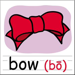 Clip Art: Basic Words: Bow 3 Color Labeled