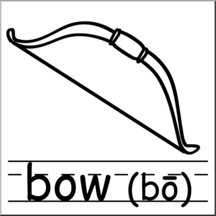 Clip Art: Basic Words: Bow 4 B&W Labeled
