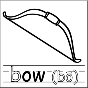Clip Art: Basic Words: -ow Phonics: Bow 4 B&W