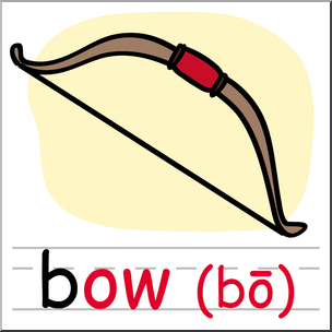 Clip Art: Basic Words: -ow Phonics: Bow 4 Color