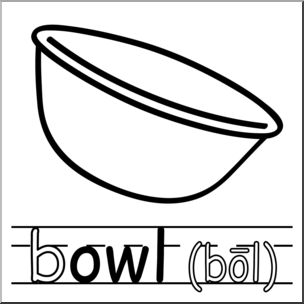 Clip Art: Basic Words: -owl Phonics: Bowl B&W