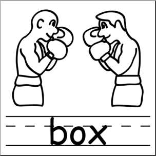 Clip Art: Basic Words: Box B&W Labeled