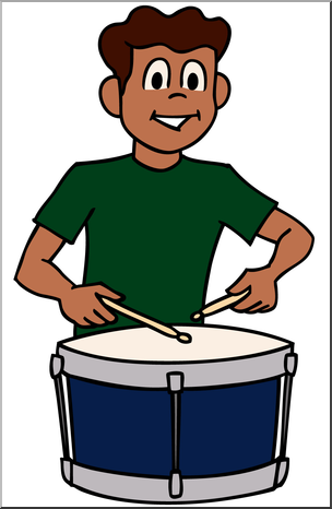 Clip Art: Boy Playing Drum Color