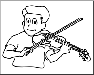 Clip Art: Boy Playing Violin B&W