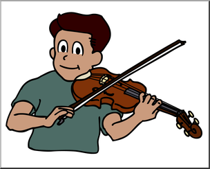 Clip Art: Boy Playing Violin Color