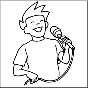 Clip Art: Boy Singing B&W