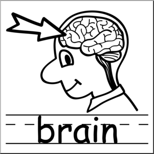 Clip Art: Basic Words: Brain B&W Labeled