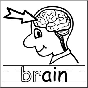 Clip Art: Basic Words: -ain Phonics: Brain B&W