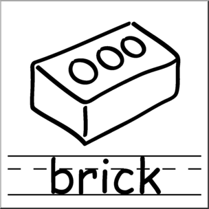 Clip Art: Basic Words: Brick B&W Labeled