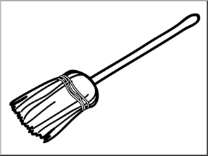 Clip Art: Basic Words: Broom B&W Unlabeled