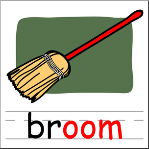 Clip Art: Basic Words: -oom Phonics: Broom Color