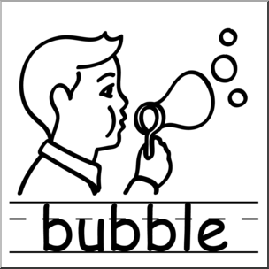 Clip Art: Basic Words: Bubble B&W Labeled