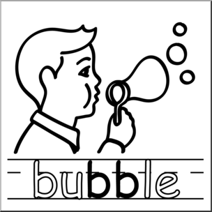 Clip Art: Basic Words: Double Consonants BB: Bubble B&W