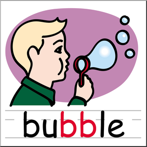 Clip Art: Basic Words: Double Consonants BB: Bubble Color