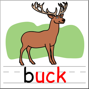 Clip Art: Basic Words: -uck Phonics: Buck Color