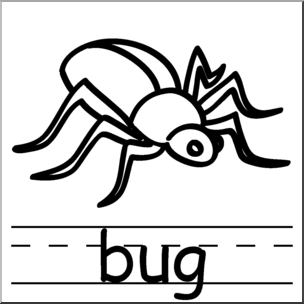 Clip Art: Basic Words: Bug B&W Labeled