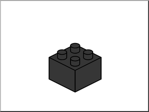 Clip Art: Black Building Block, 4 connectors