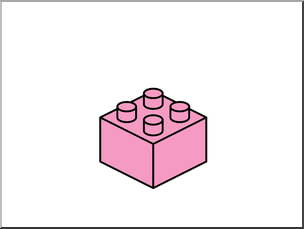 Clip Art: Pink Building Block, 4 connectors