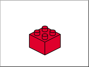 Clip Art: Red Building Block, 4 connectors