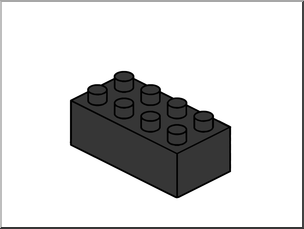 Clip Art: Large Black Building Block, 8 connectors