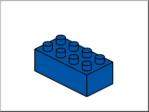 Clip Art: Large Blue Building Block, 8 connectors