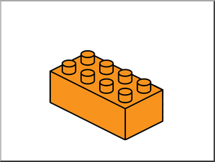 Clip Art: Large Orange Building Block, 8 connectors