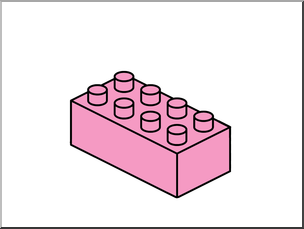 Clip Art: Large Pink Building Block, 8 connectors
