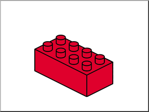 Clip Art: Large Red Building Block, 8 connectors