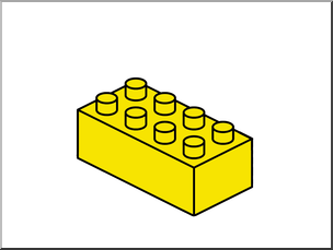 Clip Art: Large Yellow Building Block, 8 connectors