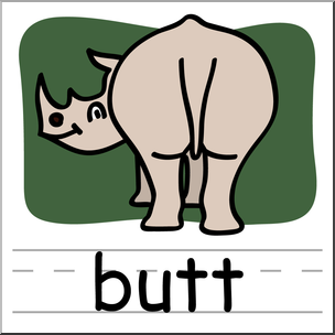 Clip Art: Basic Words: Butt Color Labeled