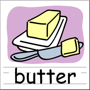 Clip Art: Basic Words: Butter Color Labeled