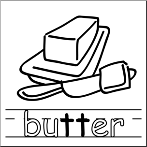 Clip art: Basic Words: Double Consonants TT: Butter B&W