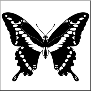 Clip Art: Butterfly: Giant Swallowtail B&W