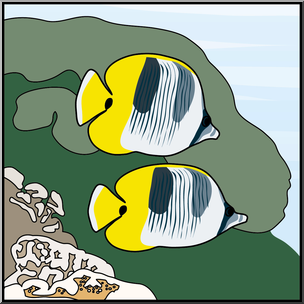 Clip Art: Fish: Lined Butterflyfish Color