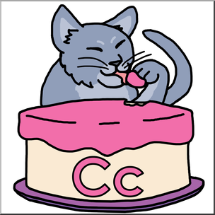 Clip Art: Alphabet Animals: C – Cat Claws a Cake Color