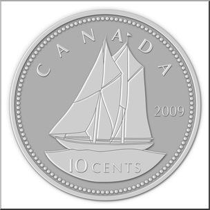 Clip Art: Canadian Money: Dime Color