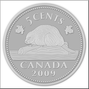 Clip Art: Canadian Money: Nickel Color