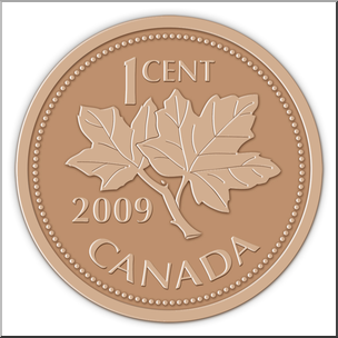 Clip Art: Canadian Money: Penny Color