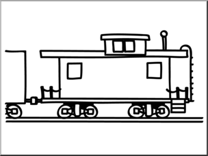 Clip Art: Basic Words: Caboose (coloring page)