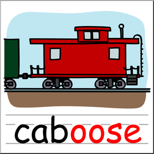 Clip Art: Basic Words: -oose Phonics: Caboose Color
