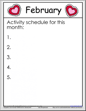 Calendar: Activity Schedule